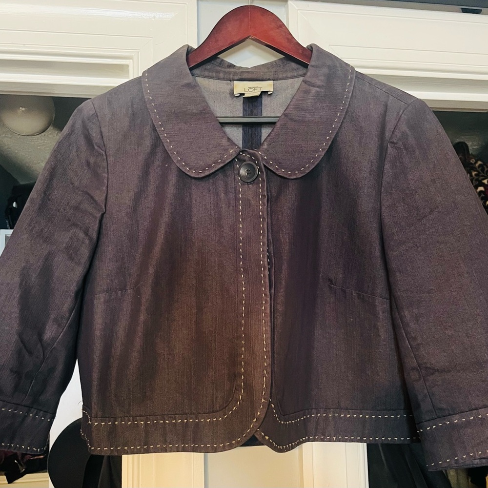 LOFT Charcoal Cropped Blazer